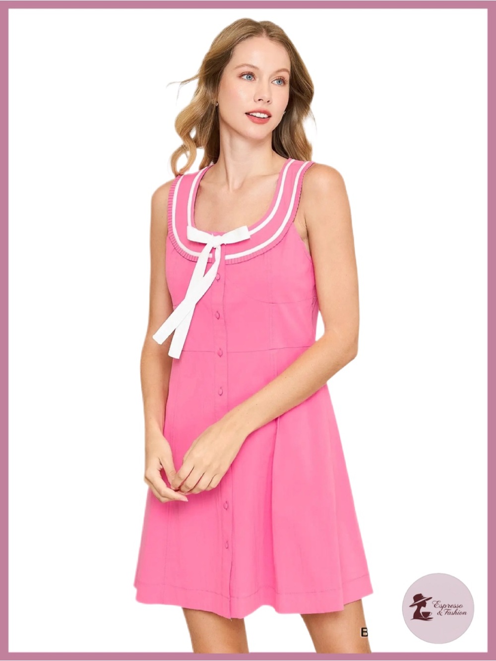 NWT Sailor Style Contrast Binding Mini Dress - Medium